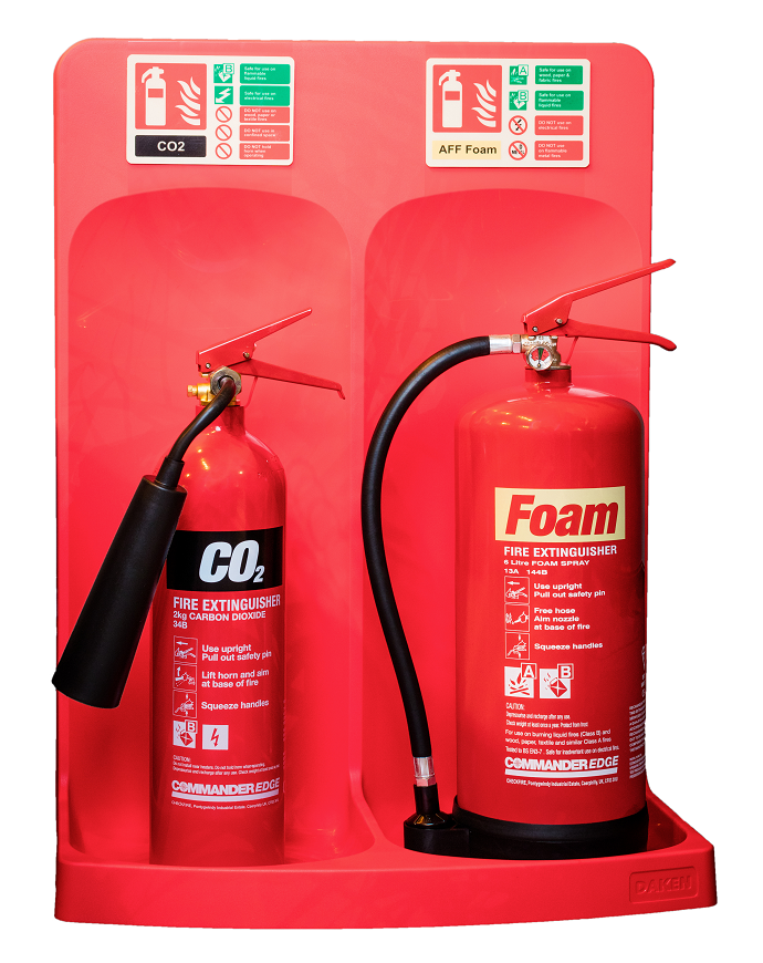 Double Universal New Fire Extinguisher Stand - Stand only (no ext or signs)