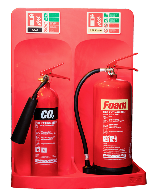 Double Universal  New Fire Extinguisher Stand - Stand only (no ext or signs)